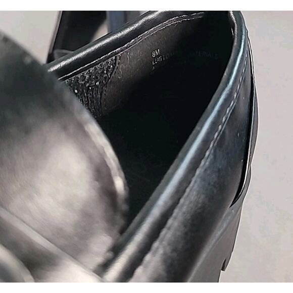 Women’s Chunky Platform Loafers Size 8M Black Shoes Silver Chain Y2K Grunge Chic - Picture 5 of 5